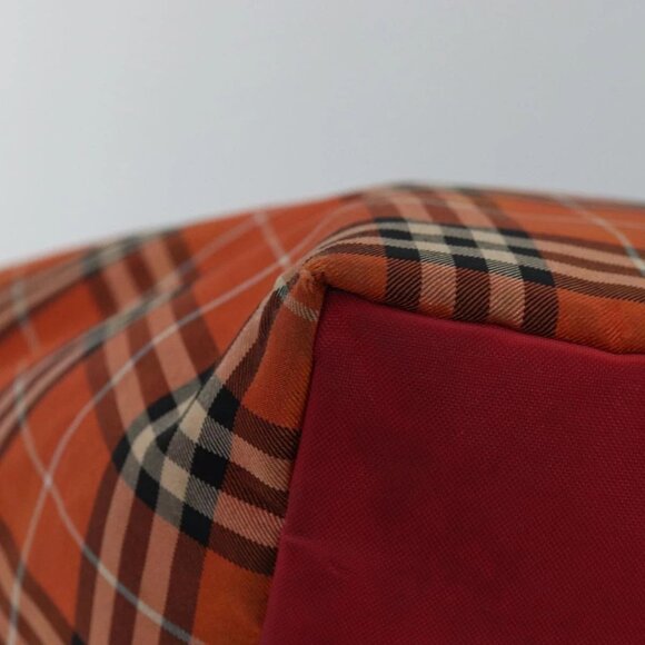 BURBERRY Nova Check Blue Label Tote Bag Nylon Leather Orange Brown Auth ti1814 - Picture 5 of 16